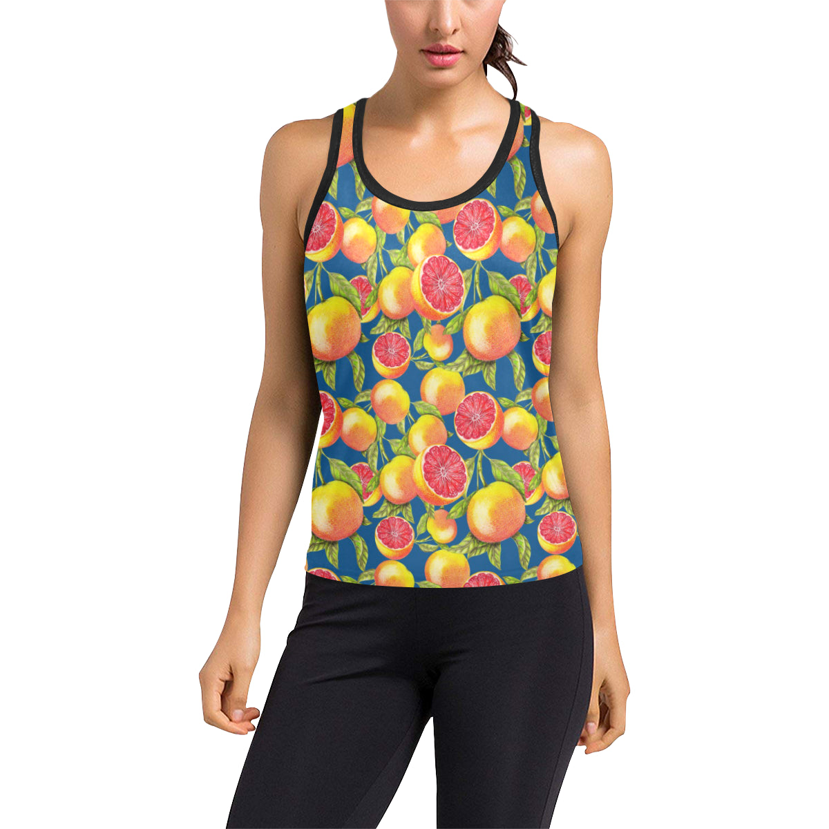 Grapefruit Pattern Print Design GF04 Women's Racerback Tank Top