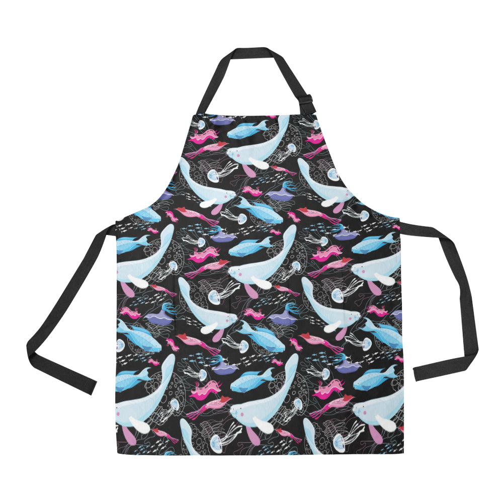 Manatee Pattern Print Design 02 Apron with Pocket