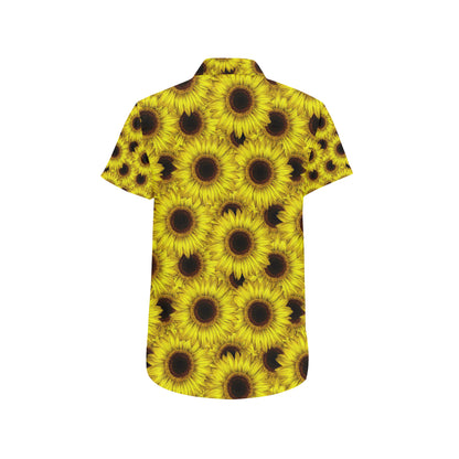 Sunflower Pattern Print Design SF011 Men's Short Sleeve Button Up Shirt