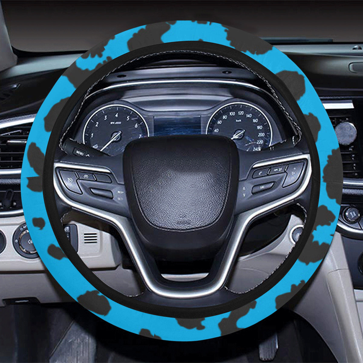 Cheetah Blue Print Pattern Steering Wheel Cover with Elastic Edge