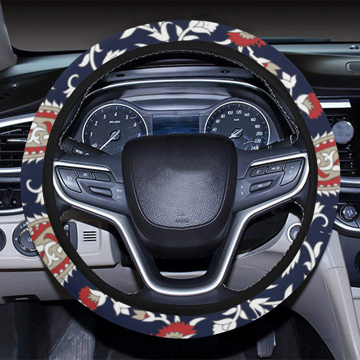 Paisley Pattern Print Design A05 Steering Wheel Cover with Elastic Edge
