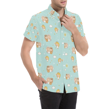 Christian Pattern Print Design 01 Men's Short Sleeve Button Up Shirt