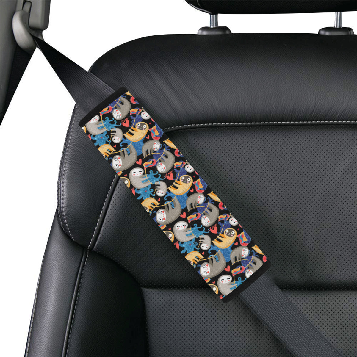 Sloth Cartoon Design Themed Print Car Seat Belt Cover