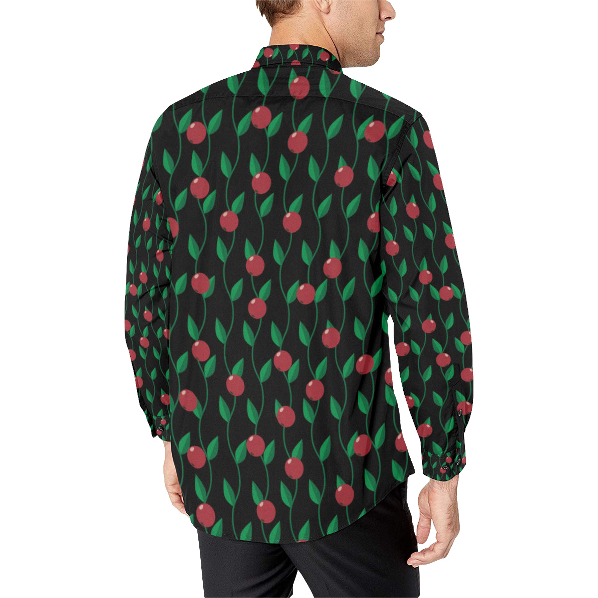 Cranberry Pattern Print Design CB01 Men's Long Sleeve Shirt