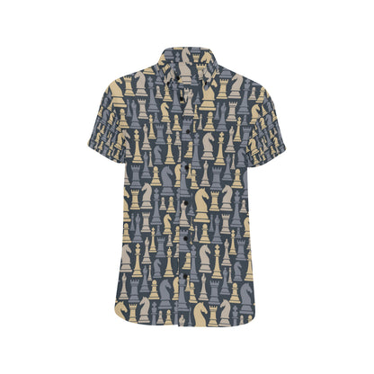 Chess Pattern Print Design 04 Men's Short Sleeve Button Up Shirt