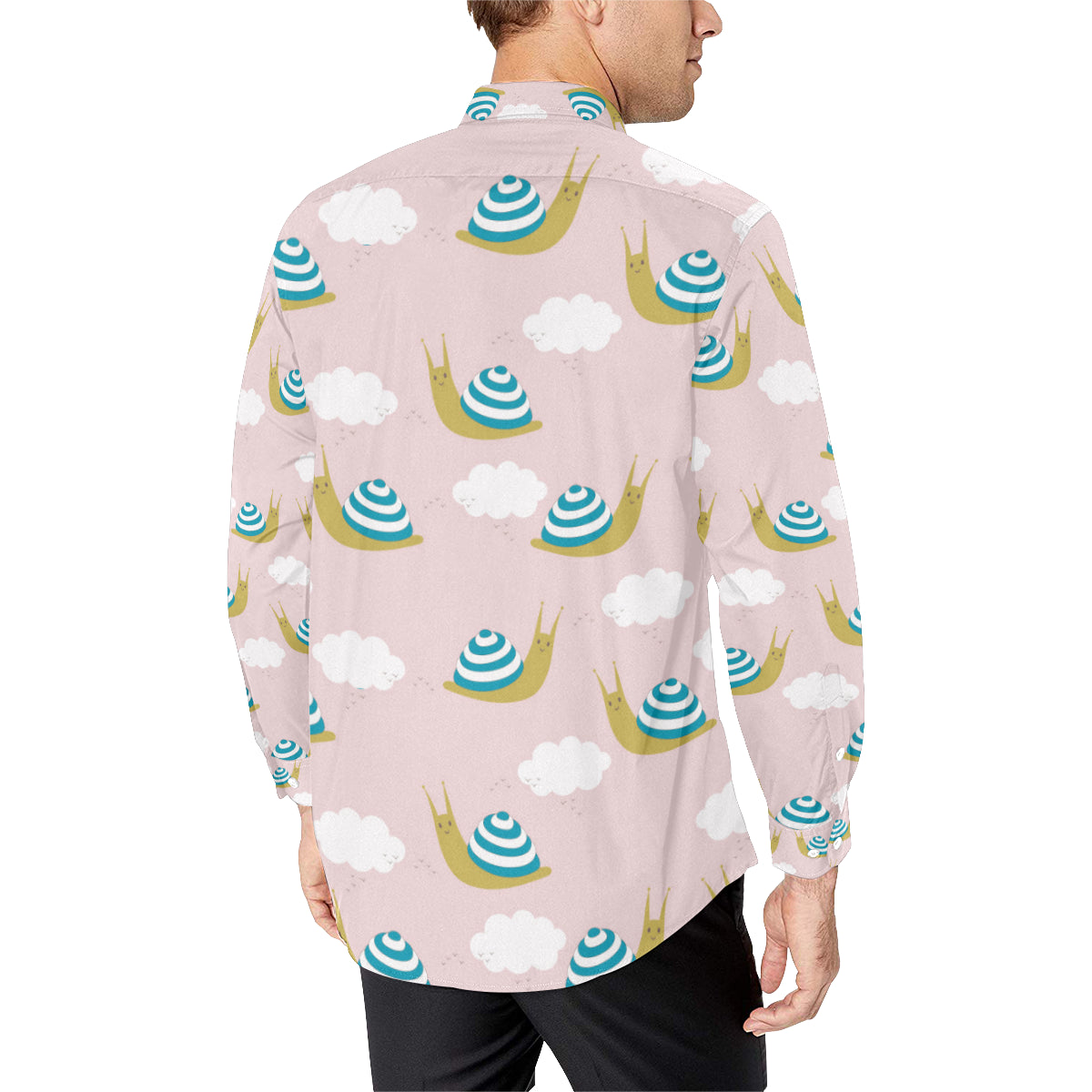 Snail Pattern Print Design 02 Men's Long Sleeve Shirt
