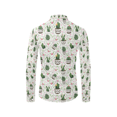 Cactus Pattern Print Design 04 Men's Long Sleeve Shirt