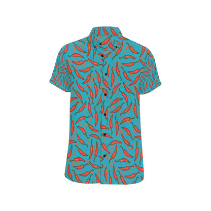 Chilli Pepper Pattern Print Design 05 Men's Short Sleeve Button Up Shirt