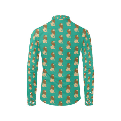 Lion Pattern Print Design 02 Men's Long Sleeve Shirt