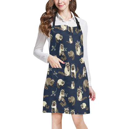 Raccoon Pattern Print Design A06 Apron with Pocket