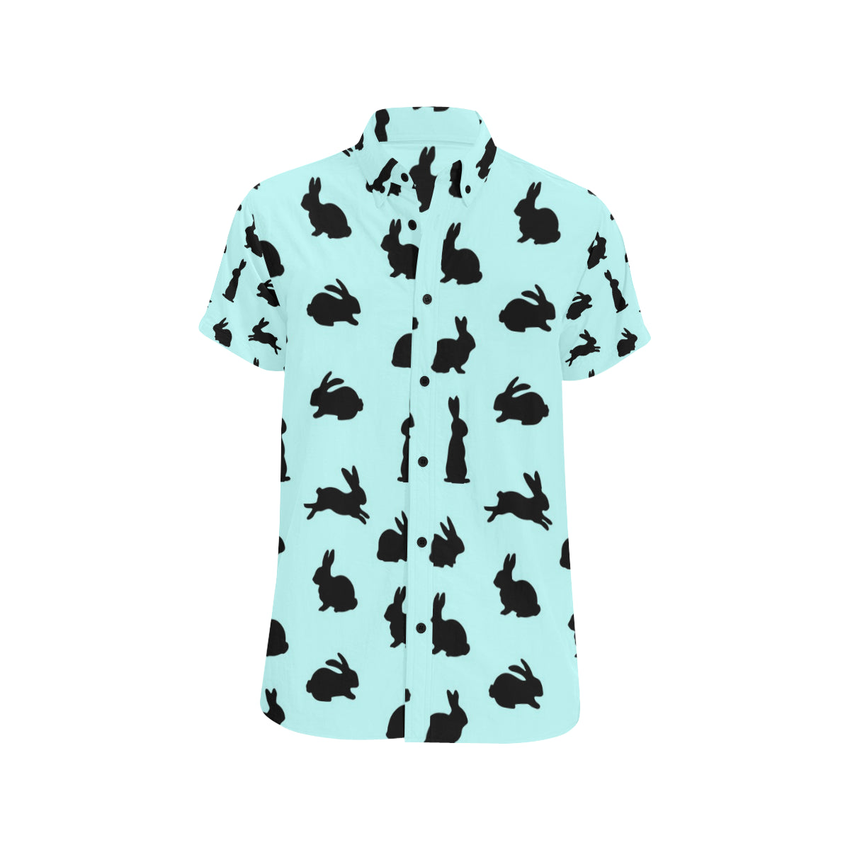 Rabbit Pattern Print Design RB010 Men's Short Sleeve Button Up Shirt