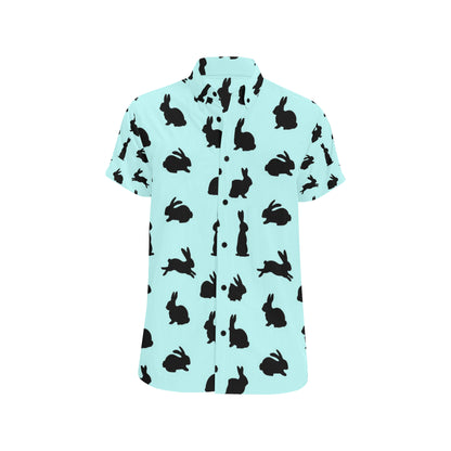 Rabbit Pattern Print Design RB010 Men's Short Sleeve Button Up Shirt