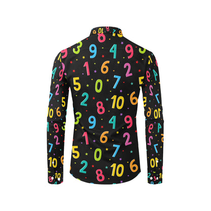 Number Pattern Print Design A04 Men's Long Sleeve Shirt