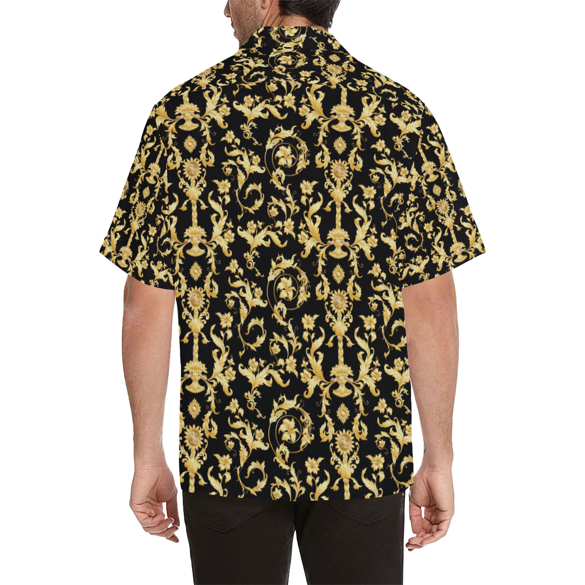 Baroque Golden Pattern Print Design 04 Men's Hawaiian Shirt