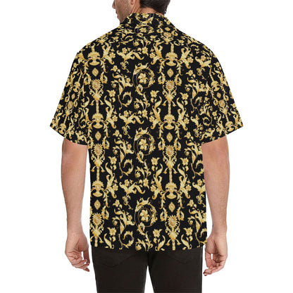 Baroque Golden Pattern Print Design 04 Men's Hawaiian Shirt