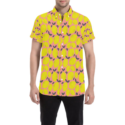 Lemon Pattern Print Design LM03 Men's Short Sleeve Button Up Shirt