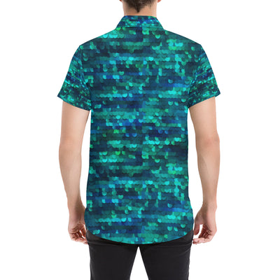 Mermaid Scales Pattern Print Design 06 Men's Short Sleeve Button Up Shirt