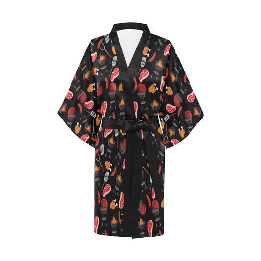 Barbecue Pattern Print Design 04 Women's Short Kimono