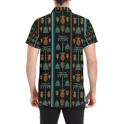Hawaiian Themed Pattern Print Design H023 Men's Short Sleeve Button Up Shirt