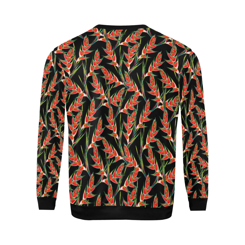 Heliconia Pattern Print Design HL010 Men Long Sleeve Sweatshirt