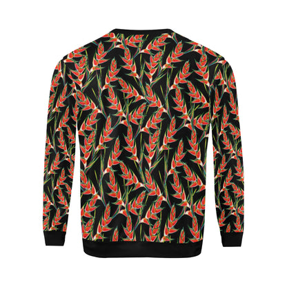 Heliconia Pattern Print Design HL010 Men Long Sleeve Sweatshirt