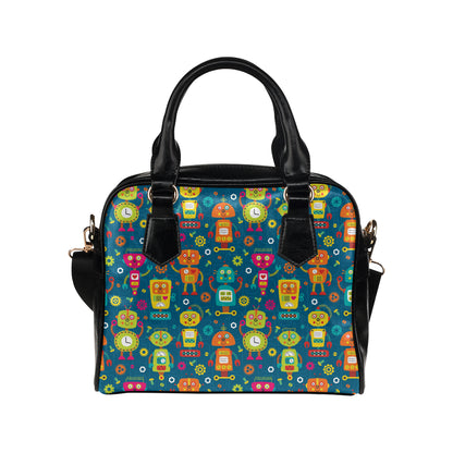 Robot Pattern Print Design A04 Shoulder Handbag