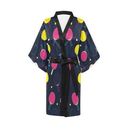 Ping Pong Pattern Print Design A04 Women's Short Kimono