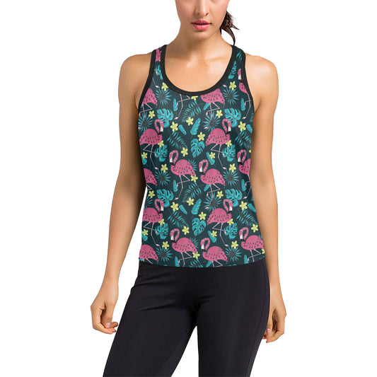 Flamingo Print Pattern Women's Racerback Tank Top