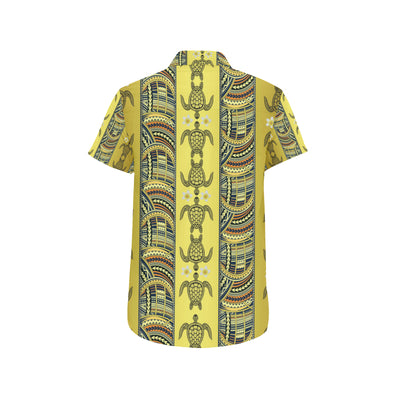 Polynesian Turtle Hawaiian Design Print Men's Short Sleeve Button Up Shirt