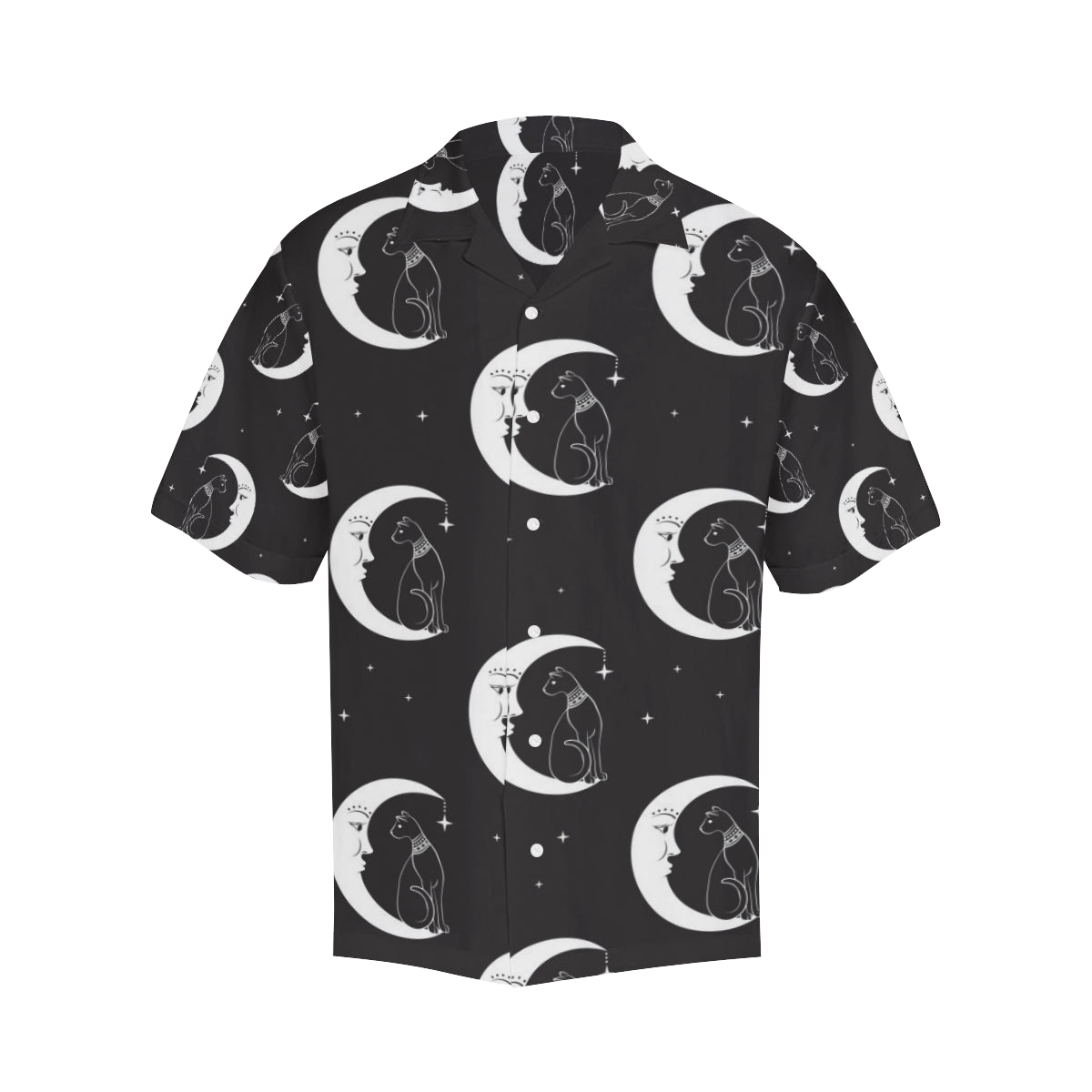Moon with Cat Pattern Print Design 04 Men's Hawaiian Shirt