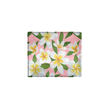 White Plumeria Pattern Print Design PM011 Men's ID Card Wallet
