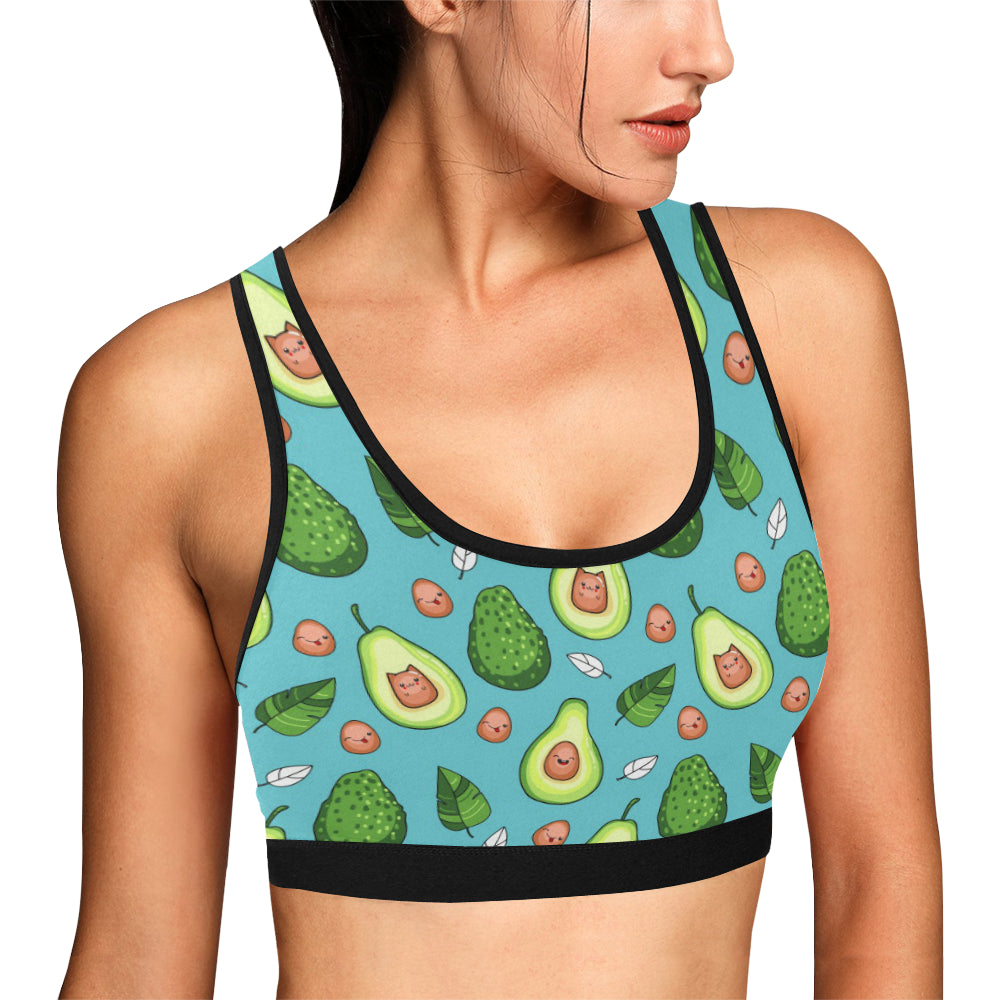 Avocado Pattern Print Design AC05 Sports Bra