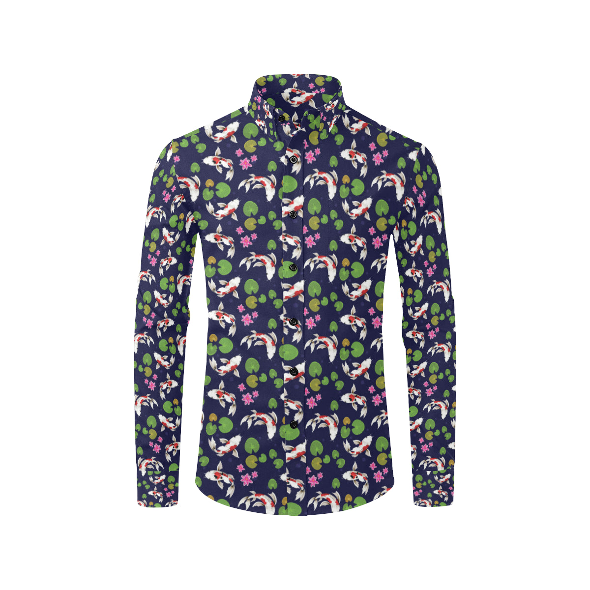 Koi Carp Pattern Design Themed Print Men's Long Sleeve Shirt