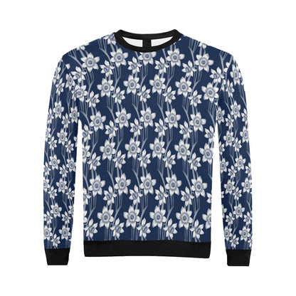 Daffodils Pattern Print Design DF09 Men Long Sleeve Sweatshirt