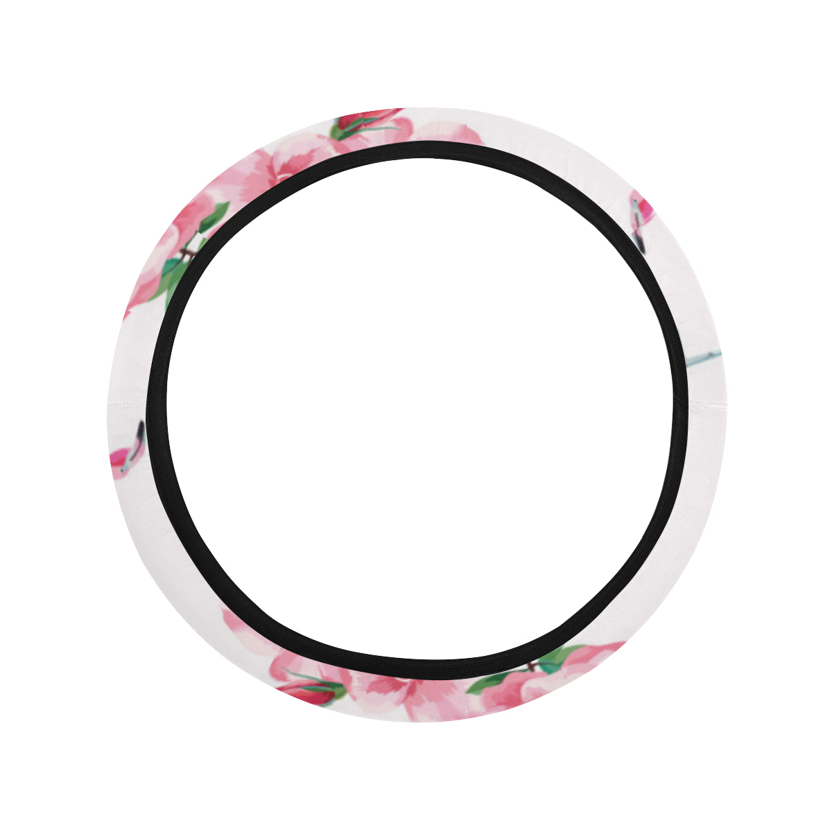 Flamingo Rose Pattern Steering Wheel Cover with Elastic Edge