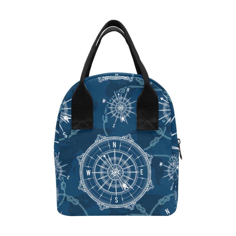 Nautical Compass Print Insulated Lunch Bag