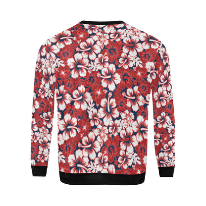 Red Hibiscus Pattern Print Design HB01 Men Long Sleeve Sweatshirt