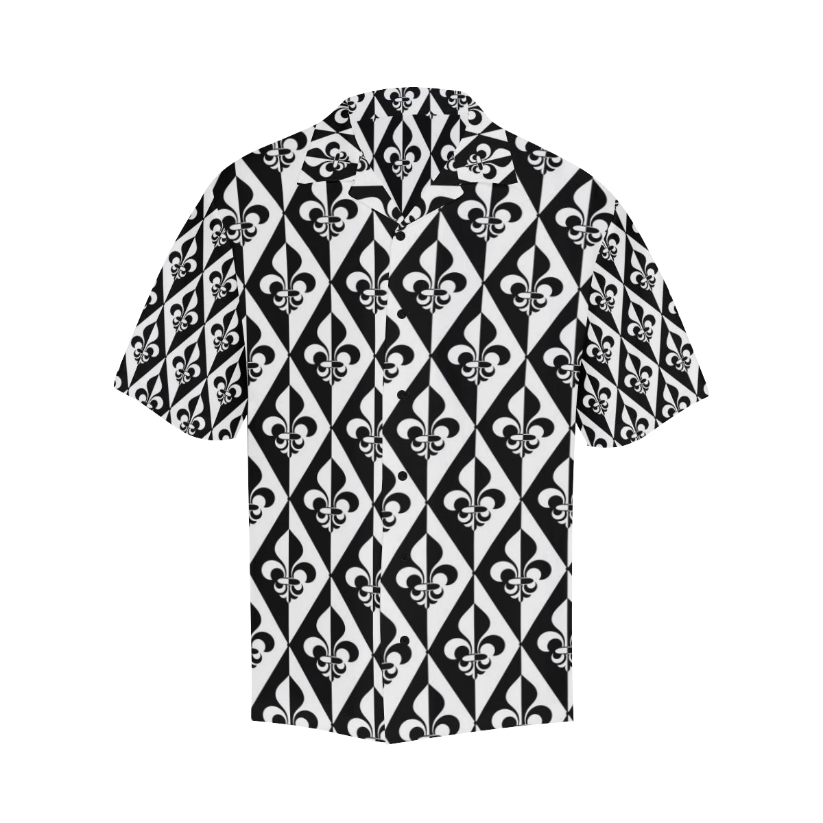 Fleur De Lis Black White Pattern Print Design 02 Men's Hawaiian Shirt
