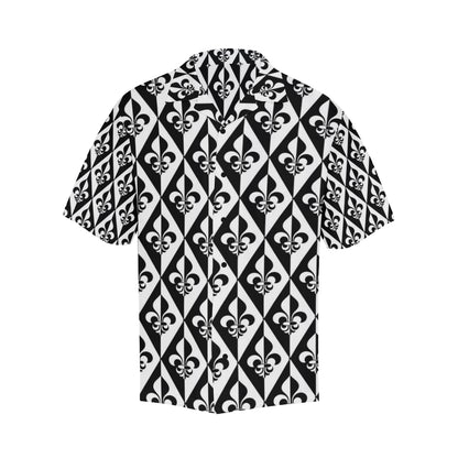 Fleur De Lis Black White Pattern Print Design 02 Men's Hawaiian Shirt