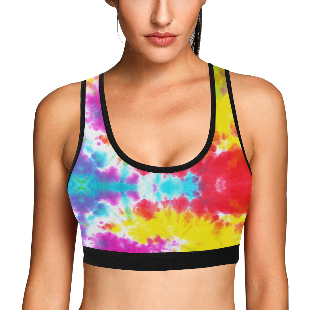 Tie Dye Rainbow Themed Print Sports Bra