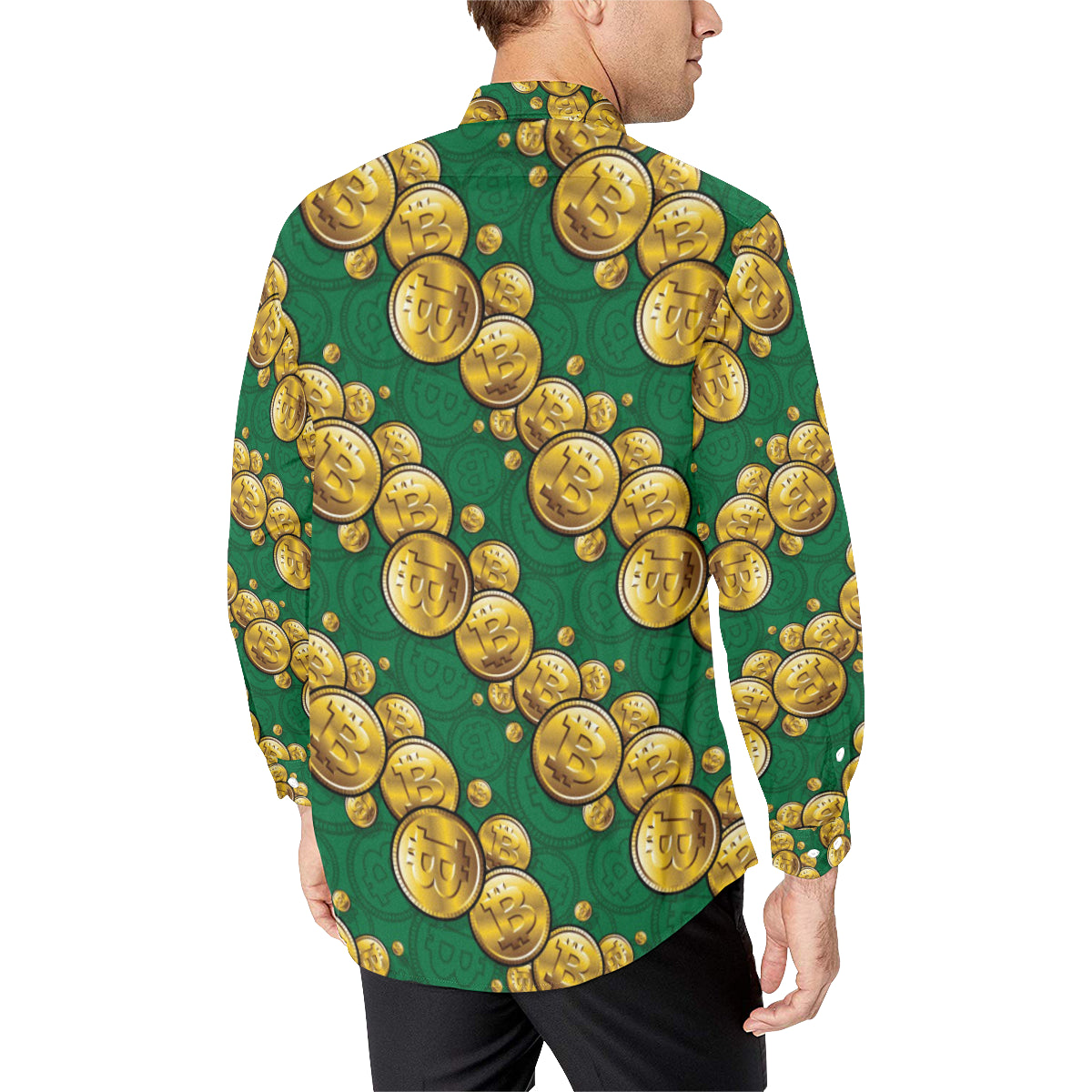 Bitcoin Pattern Print Design DO02 Men's Long Sleeve Shirt