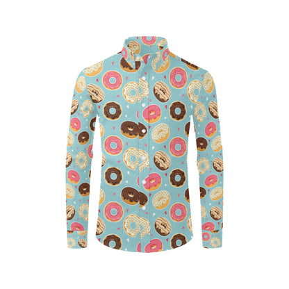 Donut Pattern Print Design DN04 Men's Long Sleeve Shirt