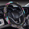 80s Pattern Print Design 3 Steering Wheel Cover with Elastic Edge