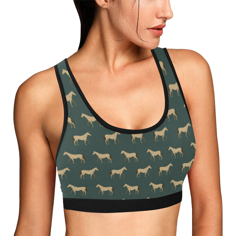 Horse Classic Themed Pattern Print Sports Bra