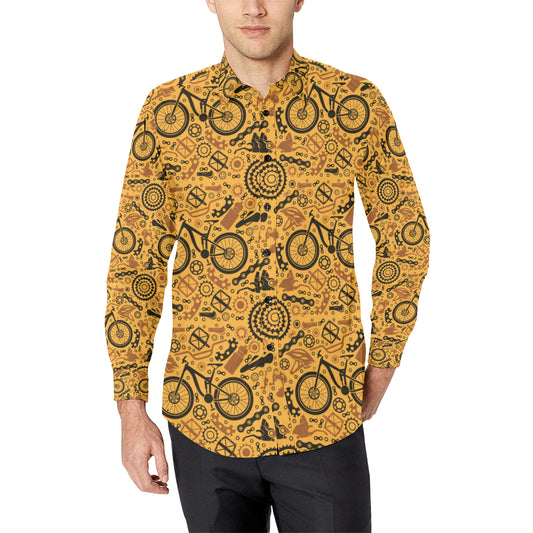 Mountain bike Pattern Print Design 03 Men's Long Sleeve Shirt