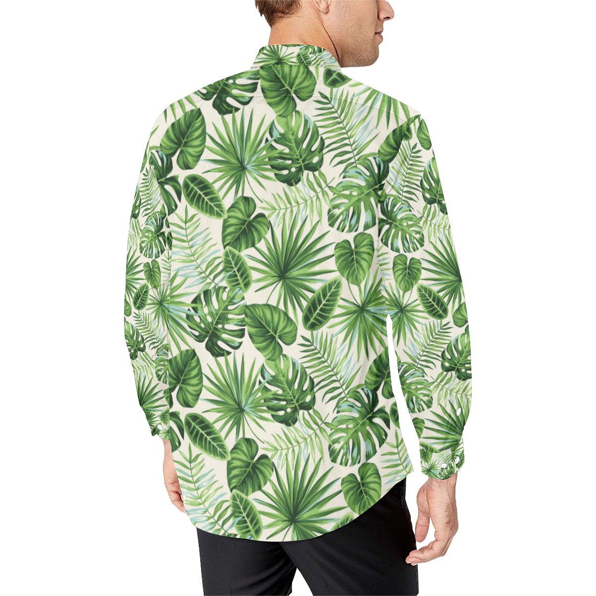 Palm Leaf Pattern Print Design A01 Men's Long Sleeve Shirt