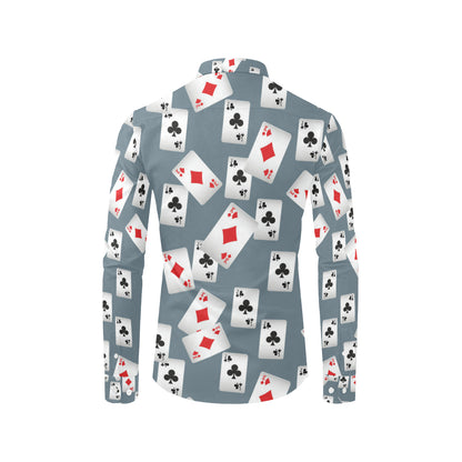 Poker Cards Pattern Print Design A05 Men's Long Sleeve Shirt