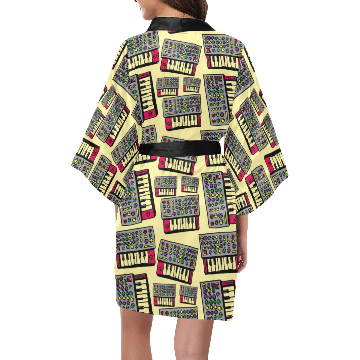 Synthesizer Pattern Print Design 01 Women's Short Kimono