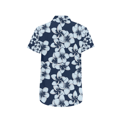 Plumeria Pattern Print Design A02 Men's Short Sleeve Button Up Shirt