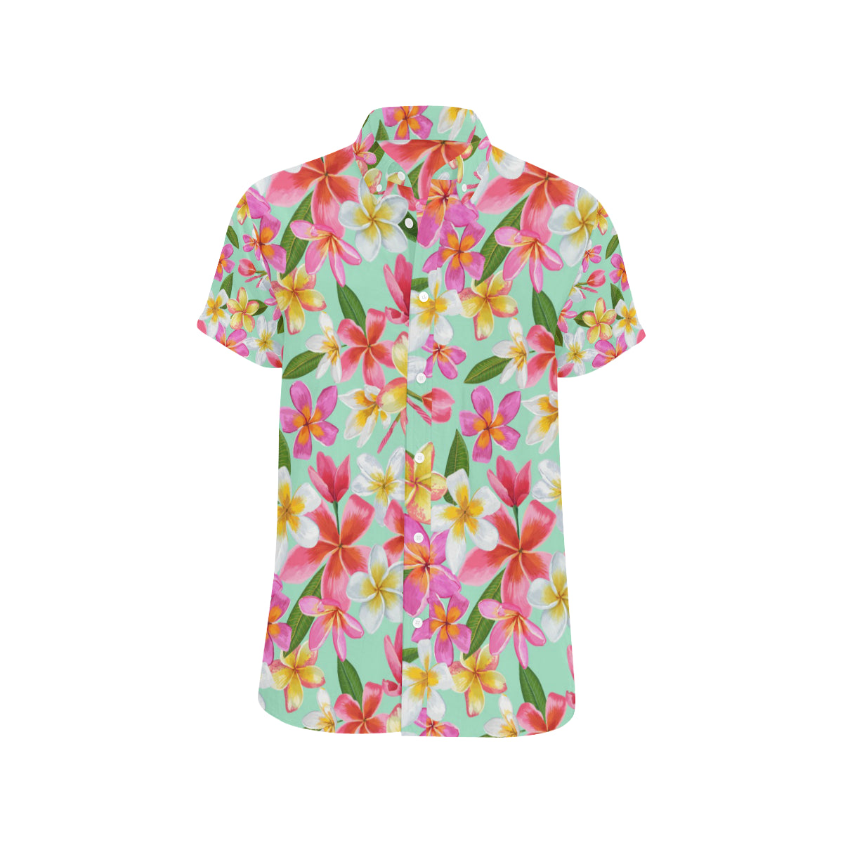 Plumeria Pattern Print Design PM014 Men's Short Sleeve Button Up Shirt
